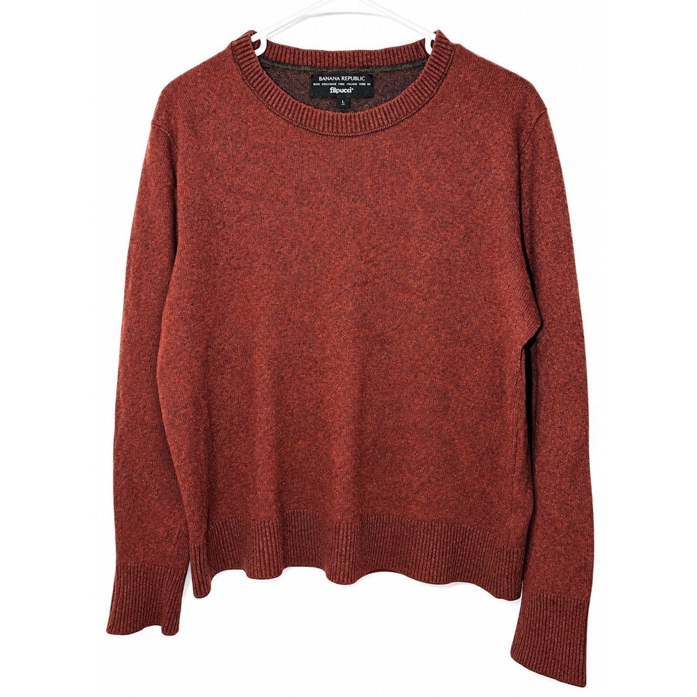 Banana Republic Filpucci Merino Wool Sweater Men's L Rust Italian Yarn Crewneck